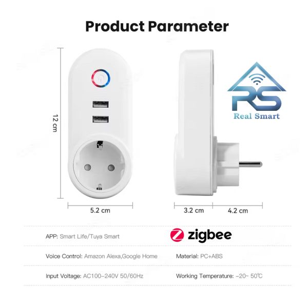 پریز هوشمند زیگبی Tuya با خروجیUSB